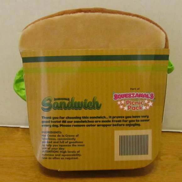 Squeezamals Picnic Pack Sandwich Stuffed Plush Toy - Picture 2 of 8